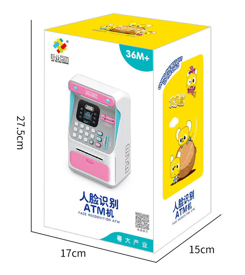 Simulation Face Recognition ATM Cash Deposit Box Simulation Password Automatic Rolling Money Safe Deposit Box Educational Toys