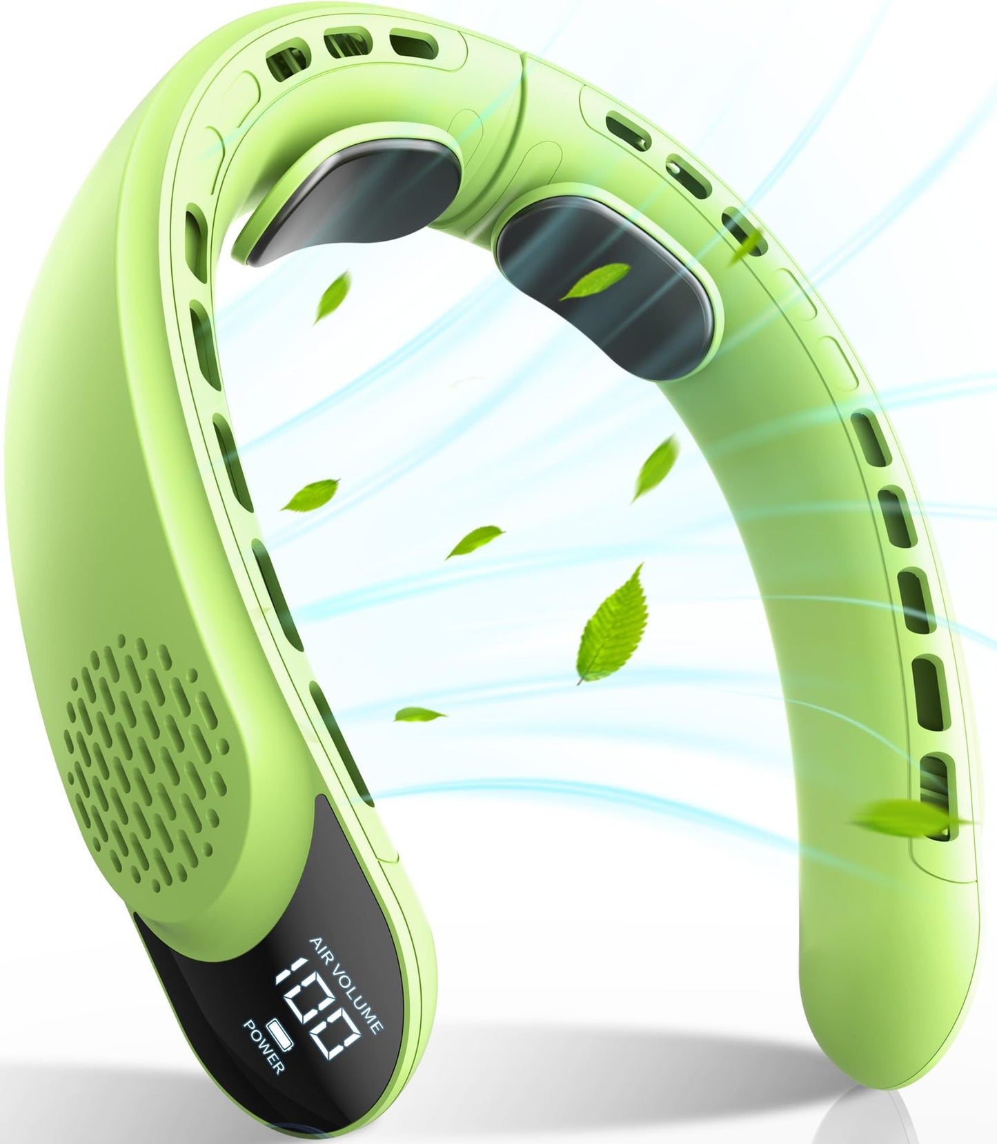 Custom-made lazy gift neck fan, rechargeable, cooling fan, mini USB, large capacity, digital display, bladeless neck fan.