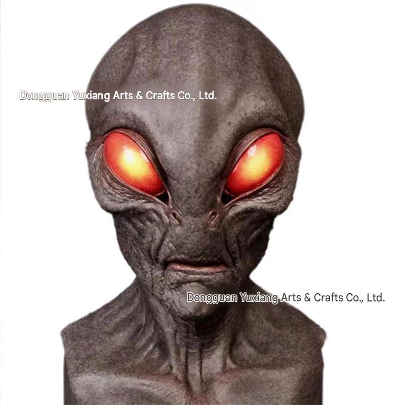 Alien mask latex hood Halloween UFO horror mask green hood cross-border new product