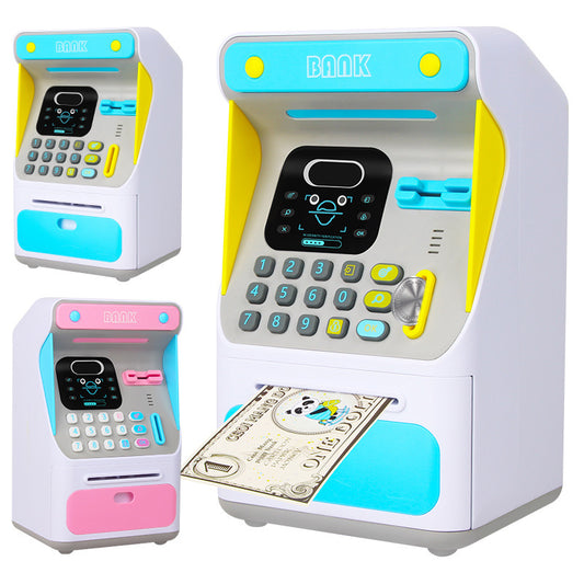 Simulation Face Recognition ATM Cash Deposit Box Simulation Password Automatic Rolling Money Safe Deposit Box Educational Toys