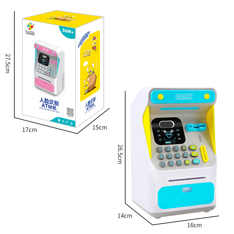 Simulation Face Recognition ATM Cash Deposit Box Simulation Password Automatic Rolling Money Safe Deposit Box Educational Toys