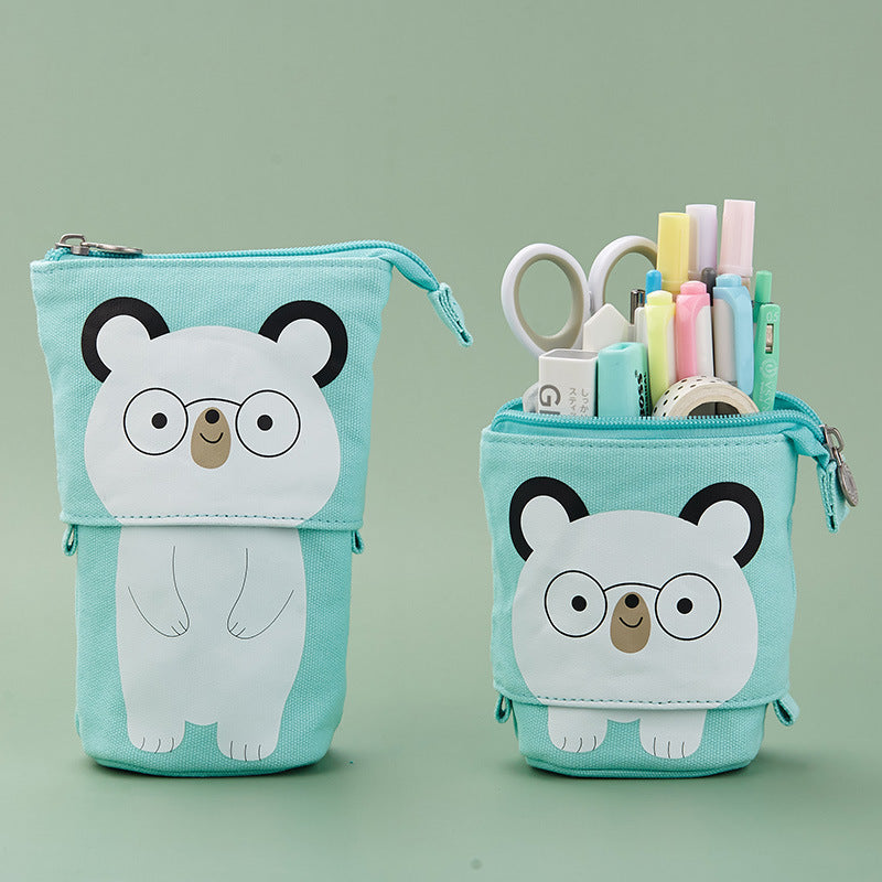 Cute, simple, stylish, multi-functional creative pen holder and pencil case, student stationery, variable drop-down canvas pencil case