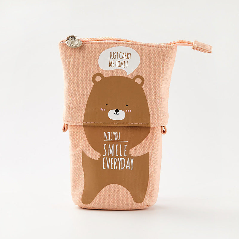 Cute, simple, stylish, multi-functional creative pen holder and pencil case, student stationery, variable drop-down canvas pencil case