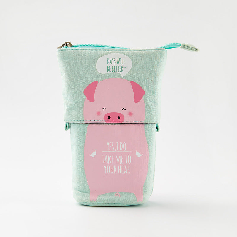 Cute, simple, stylish, multi-functional creative pen holder and pencil case, student stationery, variable drop-down canvas pencil case