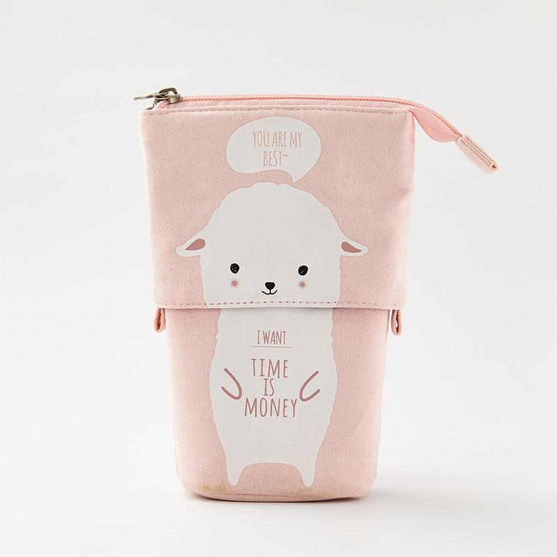 Cute, simple, stylish, multi-functional creative pen holder and pencil case, student stationery, variable drop-down canvas pencil case