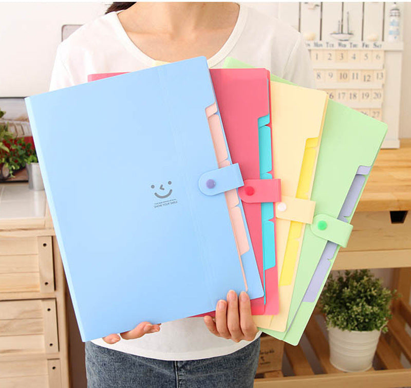 Love の smile 5 into the folder Korean A4 file bag file folder test paper folder storage bag organ bag