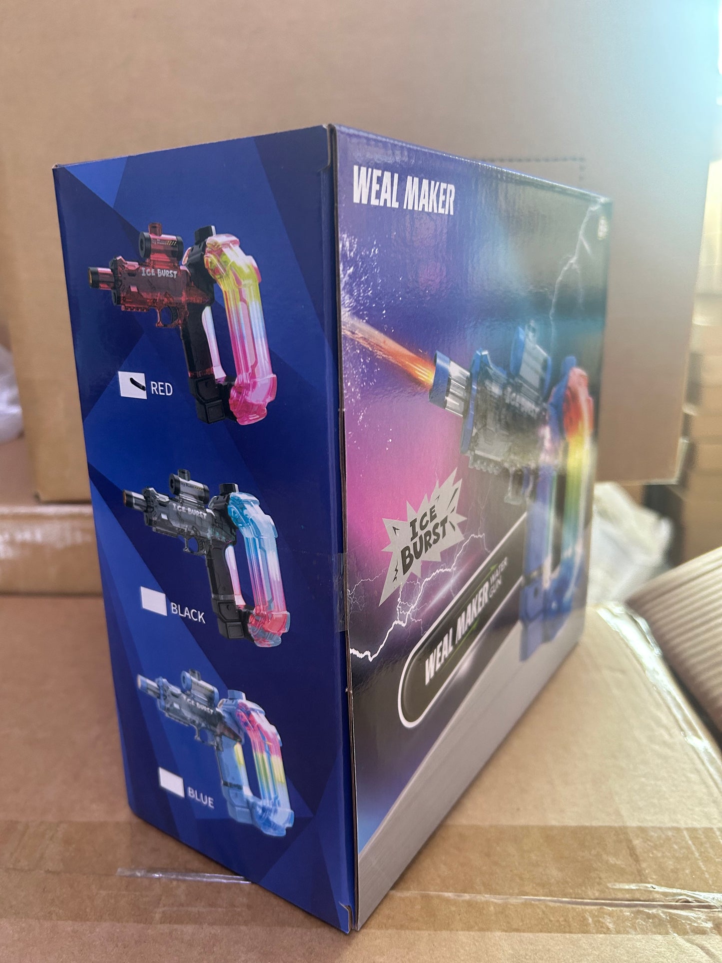 Ice Burst Aurora Electric Continuous Pulse Water Gun with Colorful Lights and Sound Effects, Suitable for Children with Energy Rings