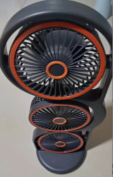 New cross-border desktop fan with multi-functional lighting, outdoor travel, USB charging, three-head fan, office circulation fan.