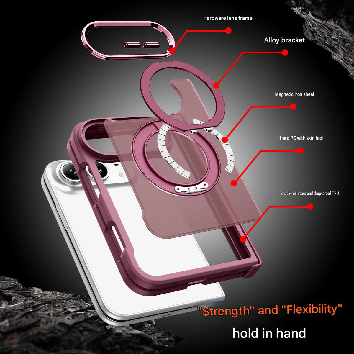 Cross-border applicable Apple 18-fold phone case iPhone Duo skin-feel stand case magnetic case custom protective case