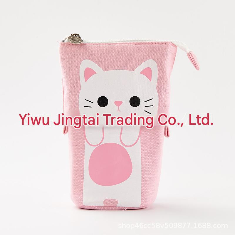 Cute, simple, stylish, multi-functional creative pen holder and pencil case, student stationery, variable drop-down canvas pencil case