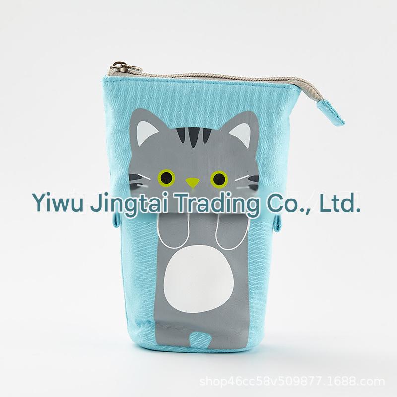 Cute, simple, stylish, multi-functional creative pen holder and pencil case, student stationery, variable drop-down canvas pencil case