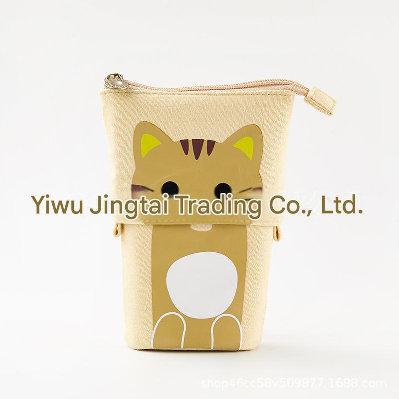 Cute, simple, stylish, multi-functional creative pen holder and pencil case, student stationery, variable drop-down canvas pencil case