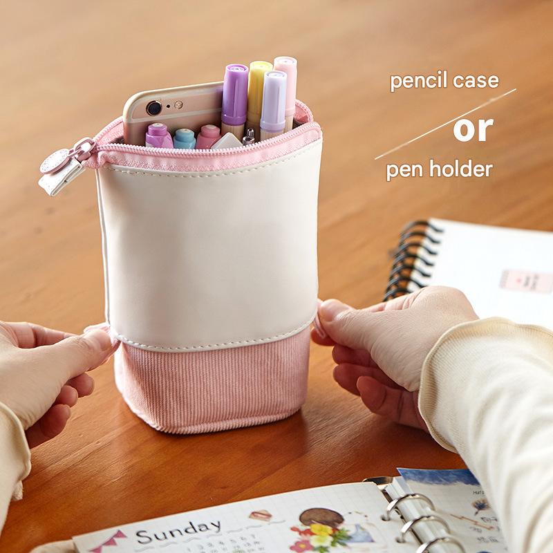 Cute, simple, stylish, multi-functional creative pen holder and pencil case, student stationery, variable drop-down canvas pencil case