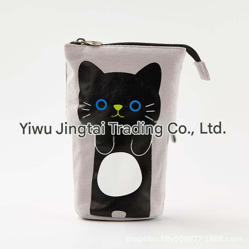 Cute, simple, stylish, multi-functional creative pen holder and pencil case, student stationery, variable drop-down canvas pencil case