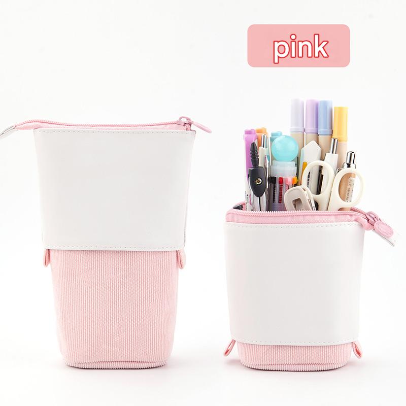 Cute, simple, stylish, multi-functional creative pen holder and pencil case, student stationery, variable drop-down canvas pencil case