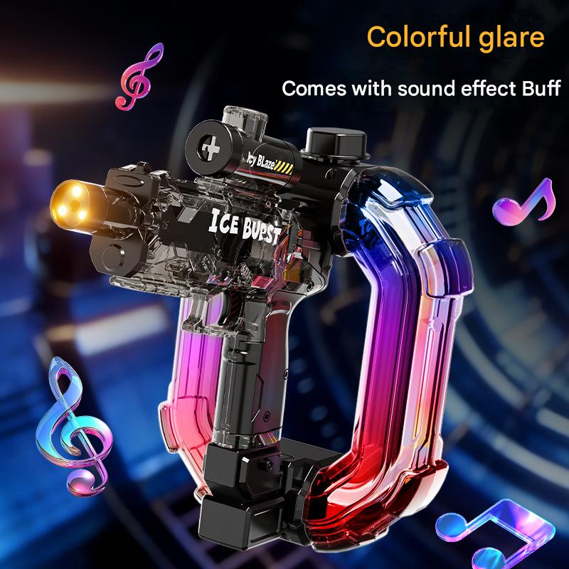 Ice Burst Aurora Electric Continuous Pulse Water Gun with Colorful Lights and Sound Effects, Suitable for Children with Energy Rings