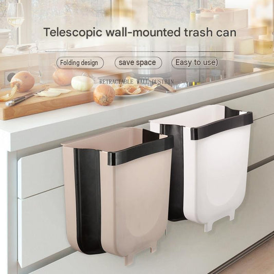 Multifunctional folding trash can Wall-mounted car suspension cabinet retractable trash can Kitchen folding trash can