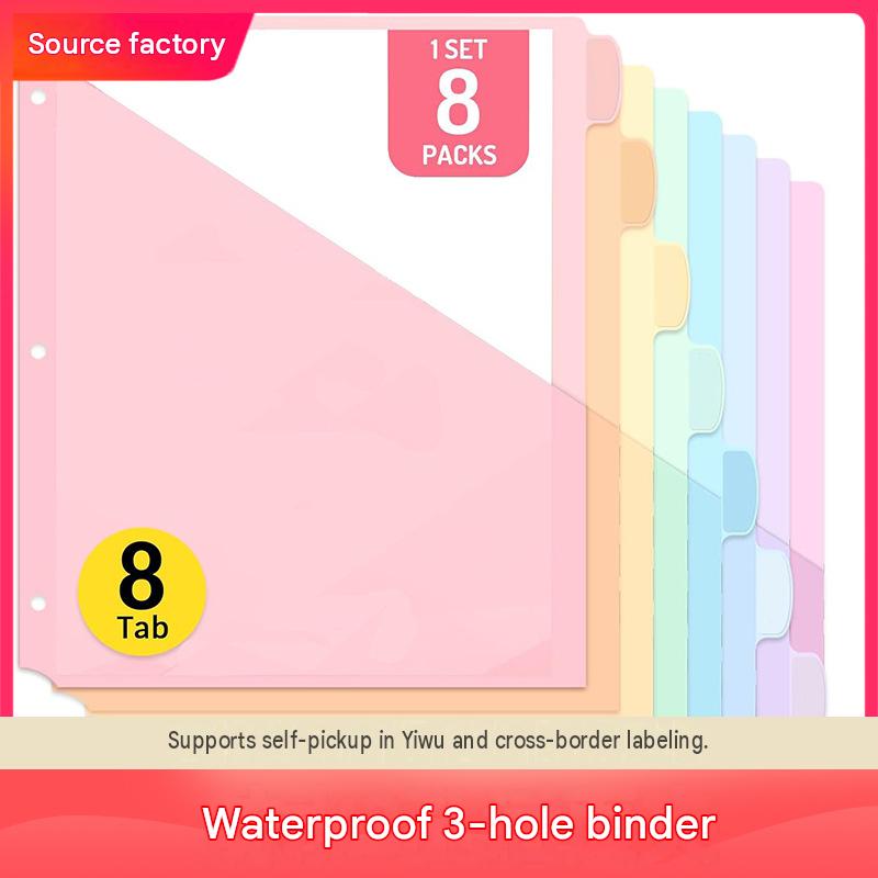 Amazon Best Seller: Three-hole Folder, PP Classified Index Page, Macaron Color Document Protector Bag