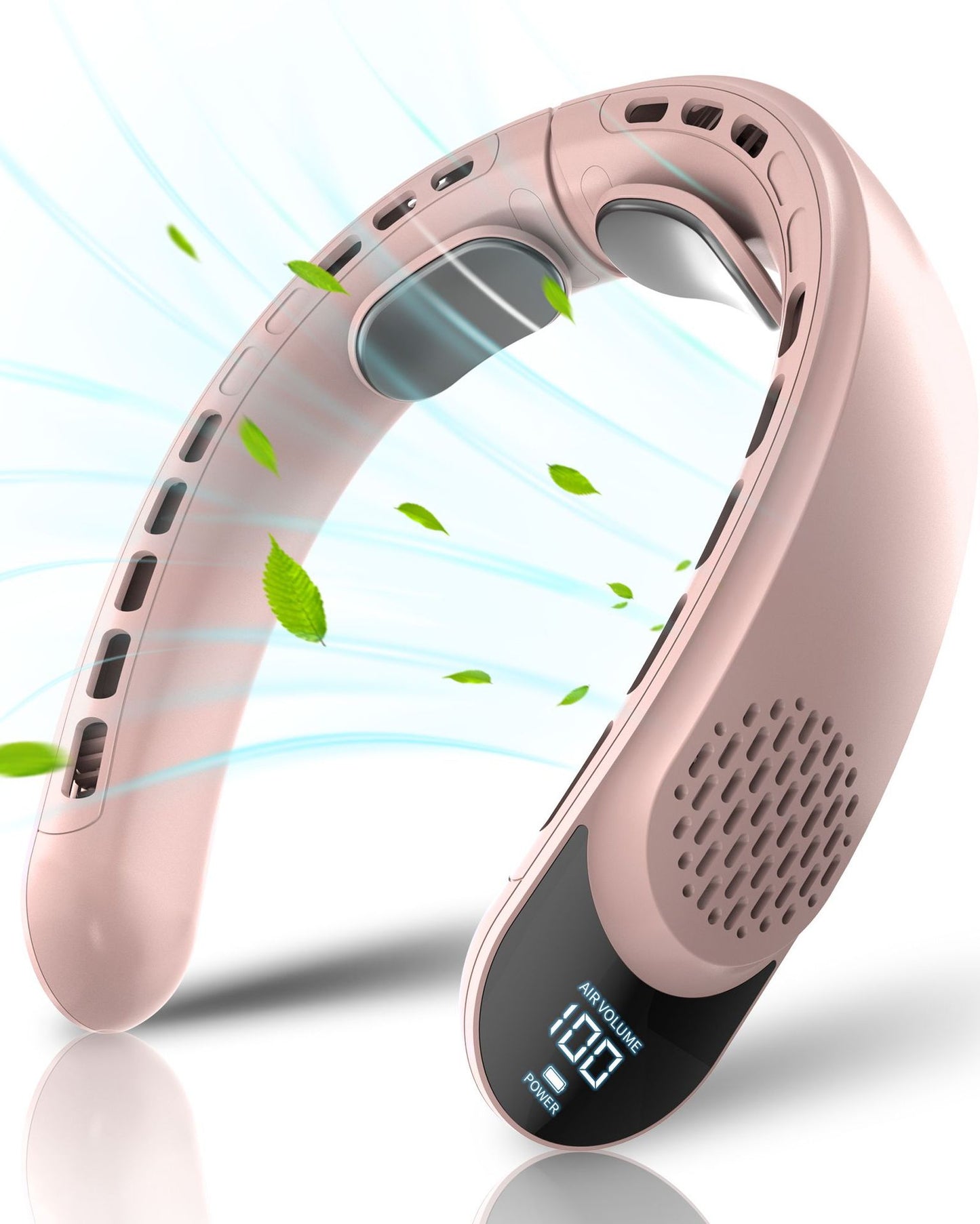 Custom-made lazy gift neck fan, rechargeable, cooling fan, mini USB, large capacity, digital display, bladeless neck fan.