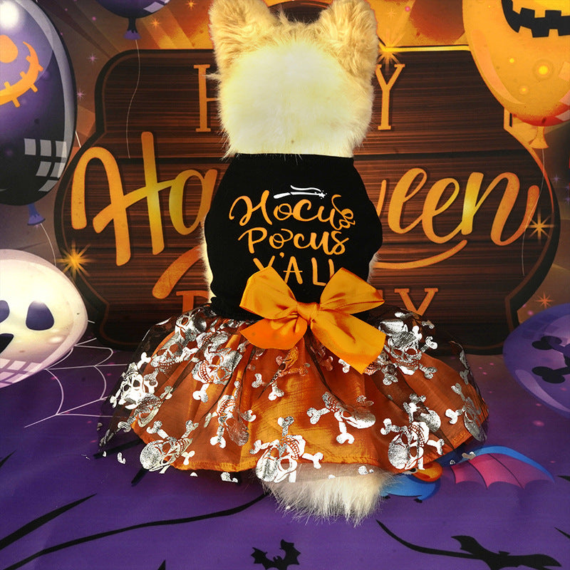 New pet skirt Amazon overseas pet clothes Halloween party dress mesh skirt factory agent