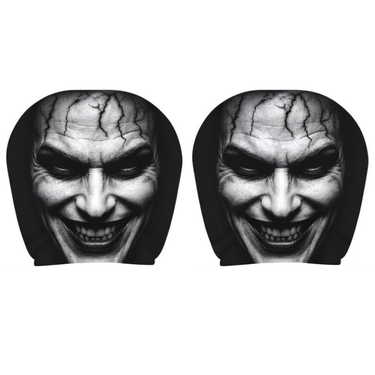 Black and white horror portrait personalized print car headrest covers, universal car interior neck support pillowcases, can be labeled and images can be sent by the customer.