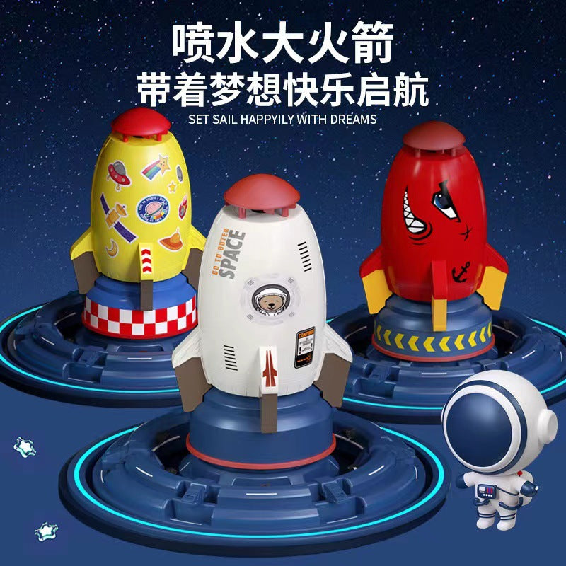 New product cross-border space rocket sprinkler children's rotating flying water toy outdoor water pressure lift-off sprinkler