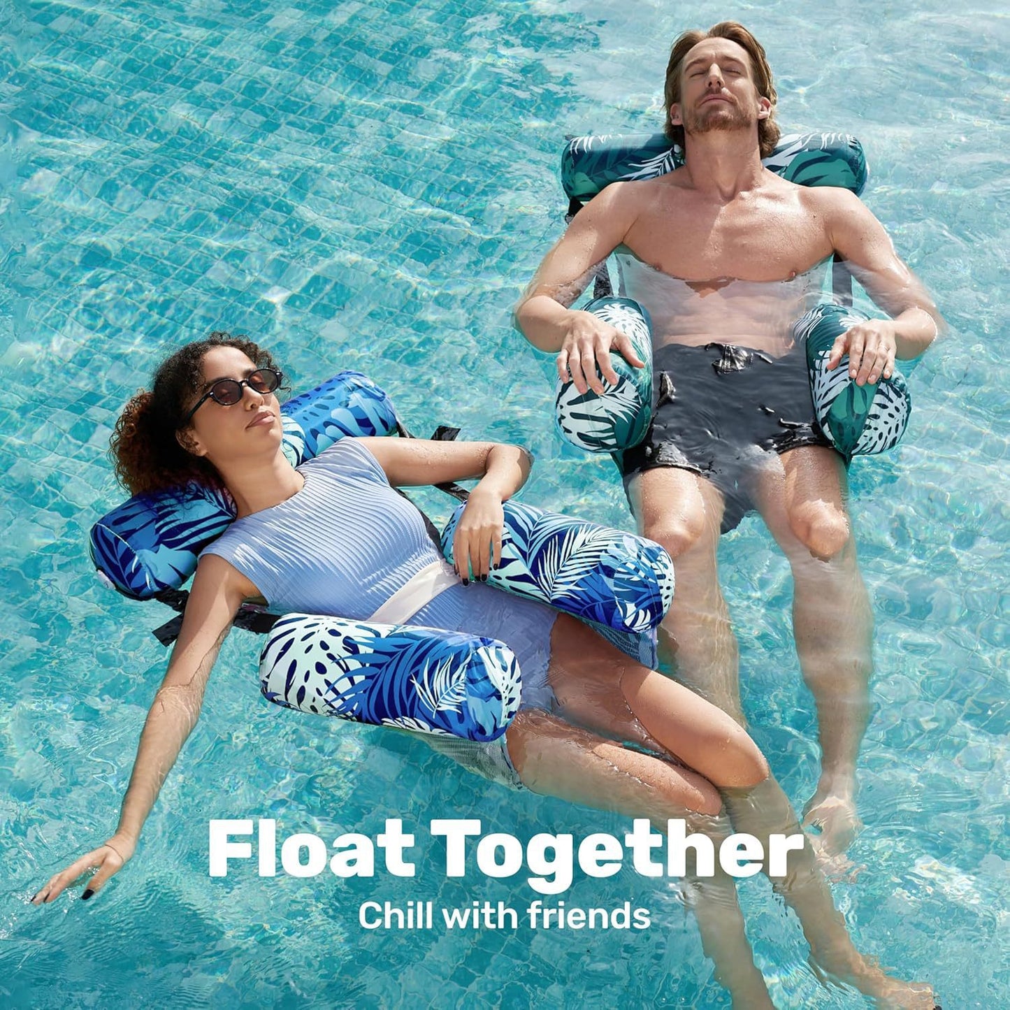 Three-tube inflatable lounge chair, float, water hammock, floating inflatable pool chair, swimming party, beach water fun