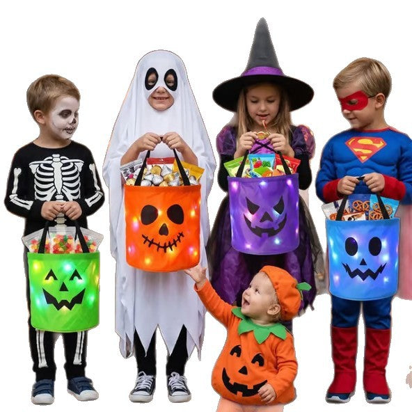 Reusable non-woven fabric Halloween LED candy bucket (cross-border e-commerce)