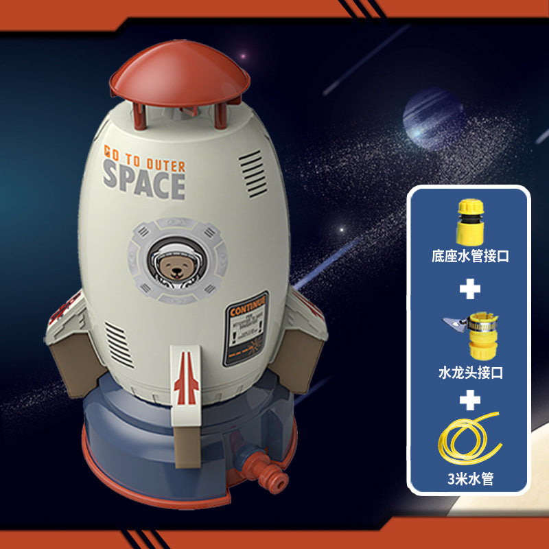New product cross-border space rocket sprinkler children's rotating flying water toy outdoor water pressure lift-off sprinkler