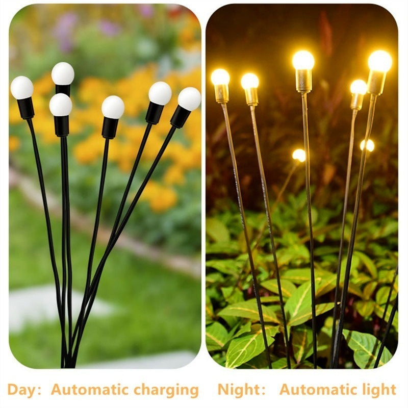 Cross-border solar firefly light wind-driven lawn light garden garden light decoration LED swing ball ground light
