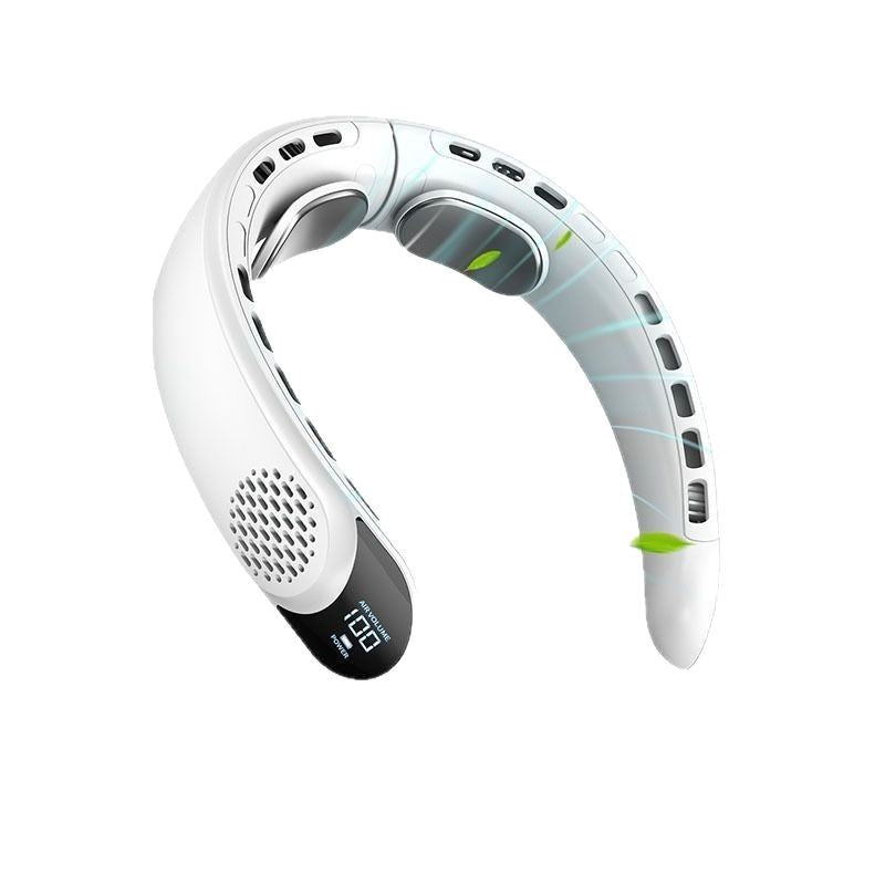 Custom-made lazy gift neck fan, rechargeable, cooling fan, mini USB, large capacity, digital display, bladeless neck fan.