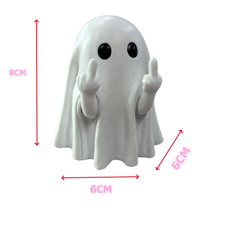 New cross-border Middle Finger Cute Ghost Halloween Resin Craft Ornament