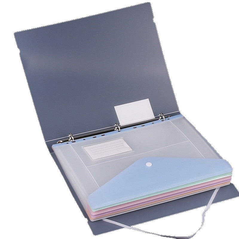 PP transparent 3-hole binder with elastic band and buckle for exam paper storage, sheet music folder, document flipping booklet, and file bag.