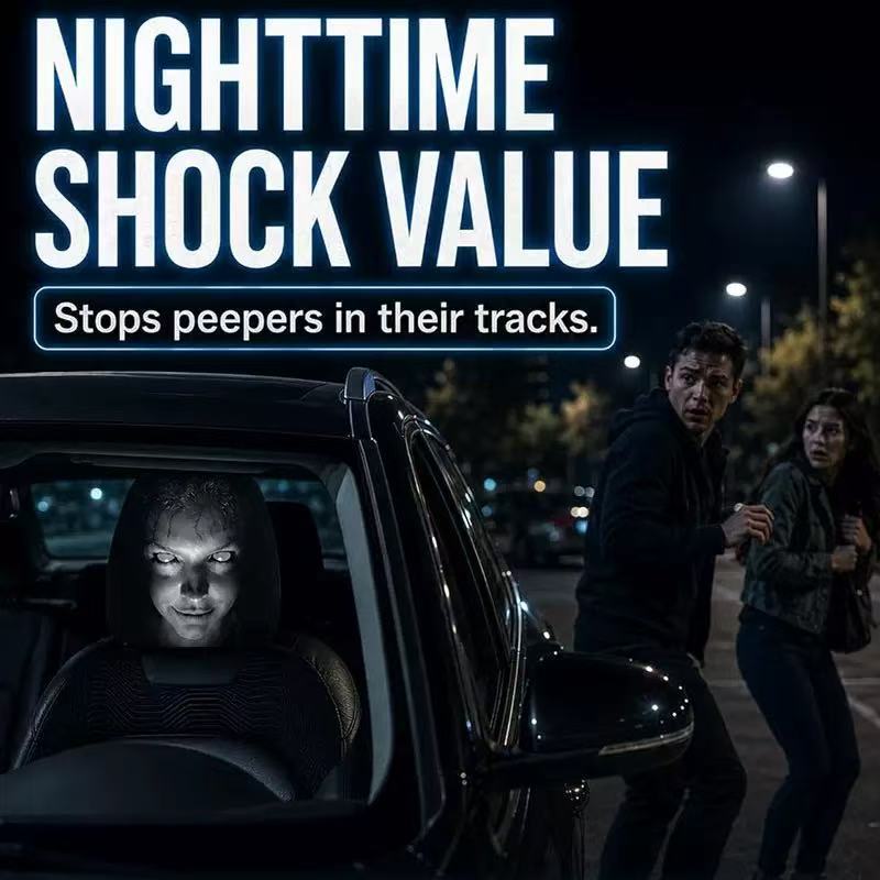 Black and white horror portrait personalized print car headrest covers, universal car interior neck support pillowcases, can be labeled and images can be sent by the customer.