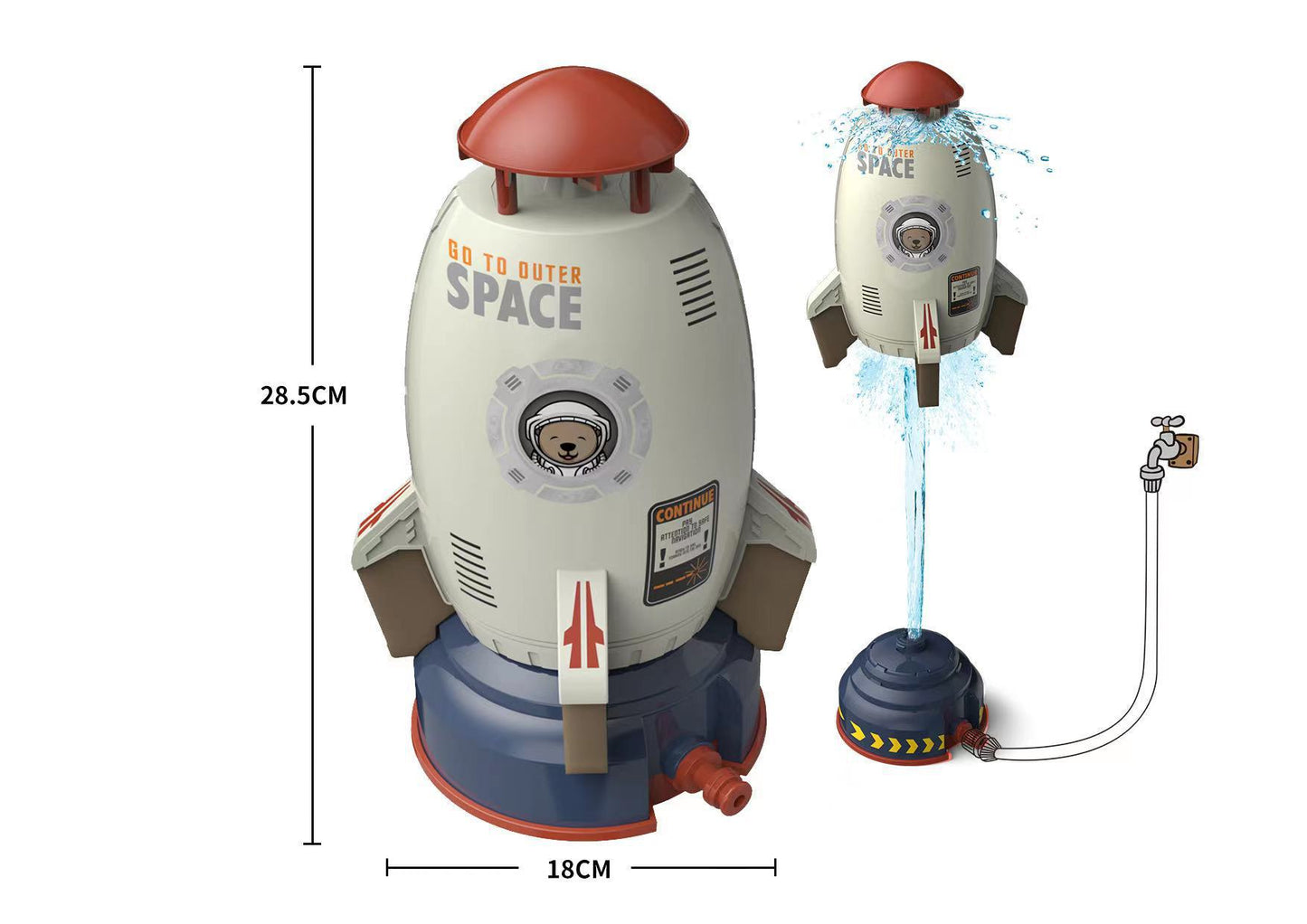 New product cross-border space rocket sprinkler children's rotating flying water toy outdoor water pressure lift-off sprinkler