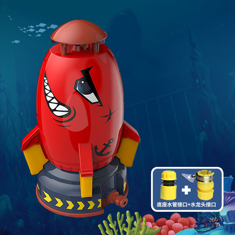 New product cross-border space rocket sprinkler children's rotating flying water toy outdoor water pressure lift-off sprinkler