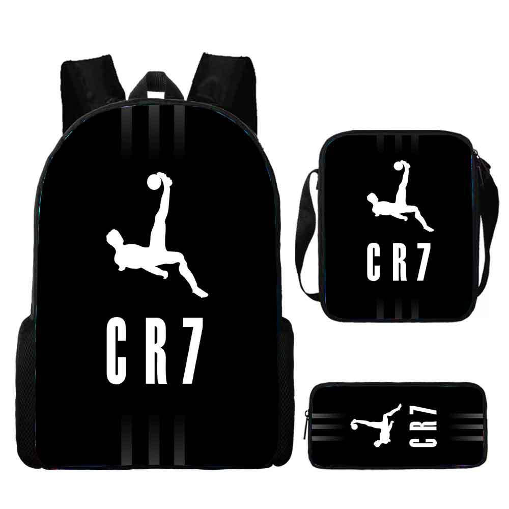 Ronaldo schoolbag boy elementary school student children backpack cross-border hot selling backpack shoulder bag pencil case three-piece set wholesale