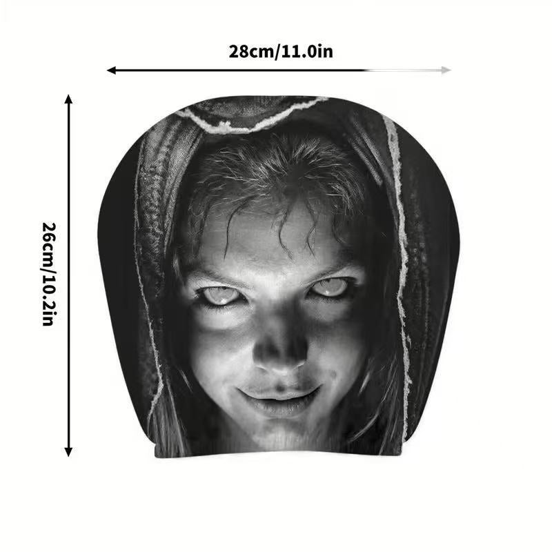 Black and white horror portrait personalized print car headrest covers, universal car interior neck support pillowcases, can be labeled and images can be sent by the customer.