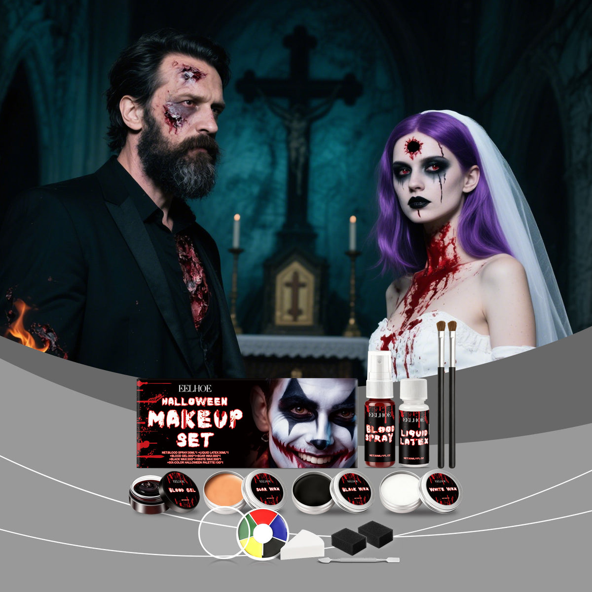 EELHOE Halloween Face Painting Set: Creative Halloween Party Face Painting with Vibrant Color and Long-Lasting Makeup