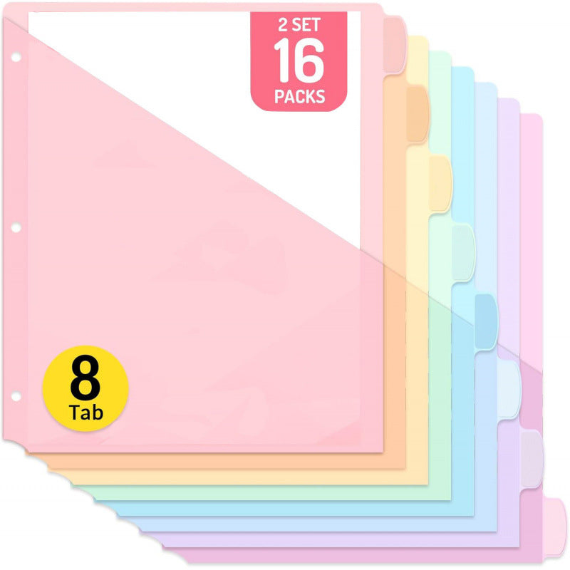 Amazon Best Seller: Three-hole Folder, PP Classified Index Page, Macaron Color Document Protector Bag