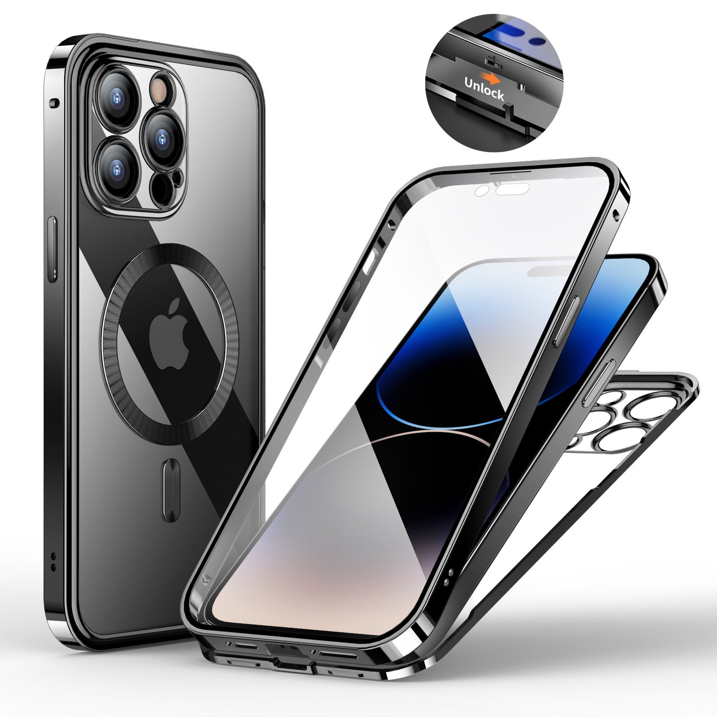 Suitable for iPhone15Pro Magsafes mobile phone case Apple 12 3 4 snap buckle Magneto magnetic metal case