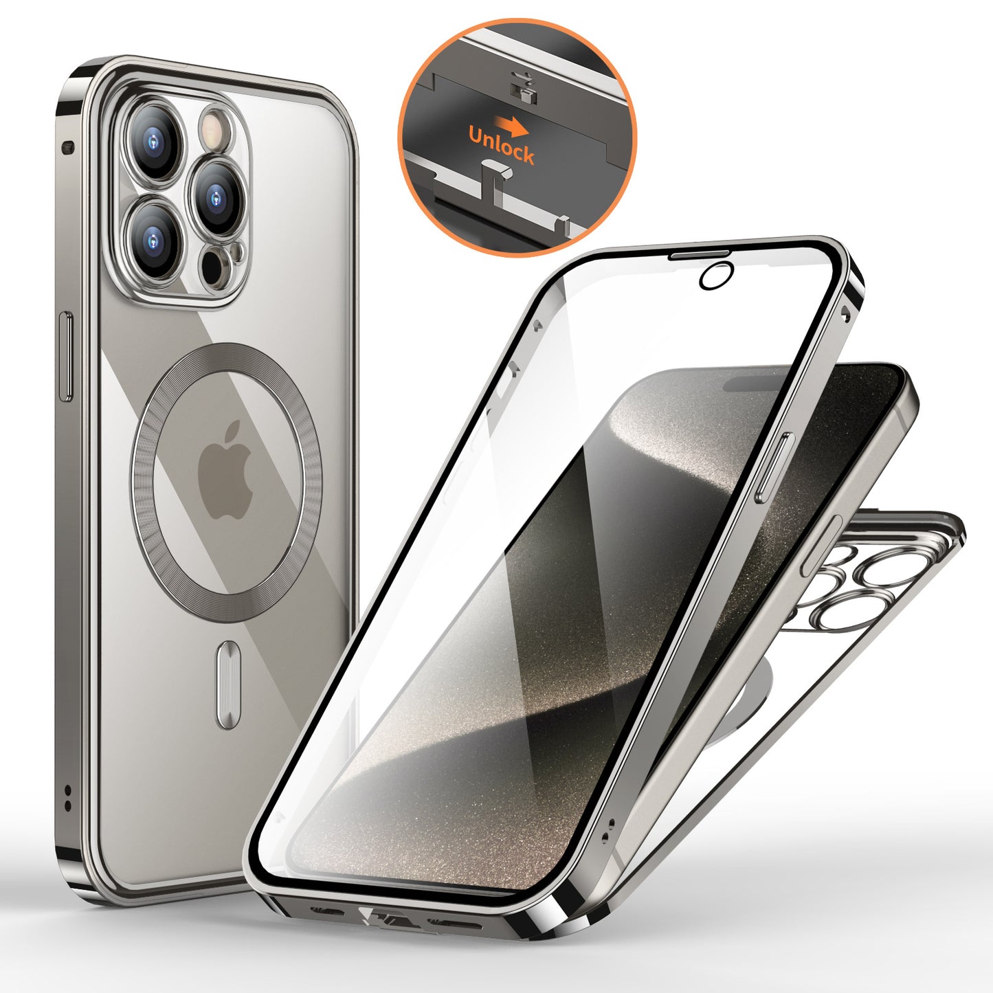 Suitable for iPhone15Pro Magsafes mobile phone case Apple 12 3 4 snap buckle Magneto magnetic metal case