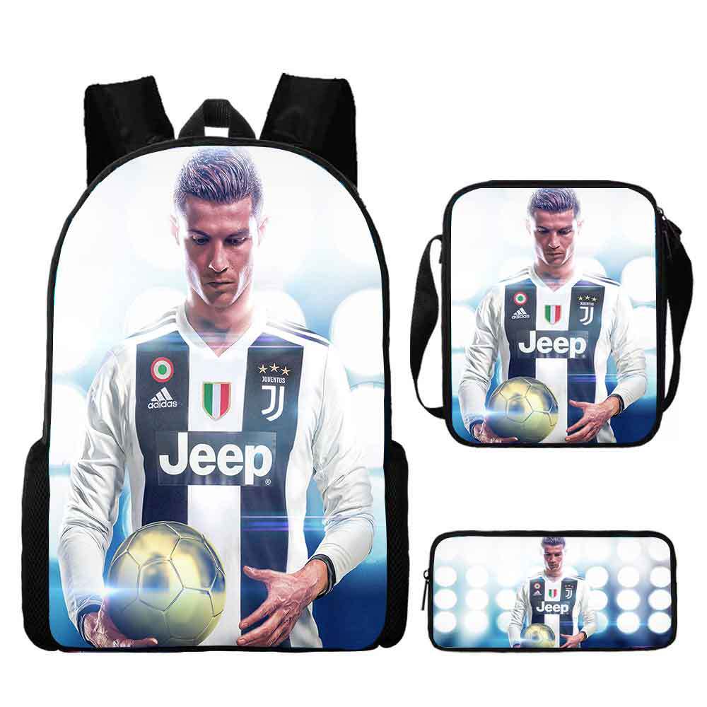 Ronaldo schoolbag boy elementary school student children backpack cross-border hot selling backpack shoulder bag pencil case three-piece set wholesale
