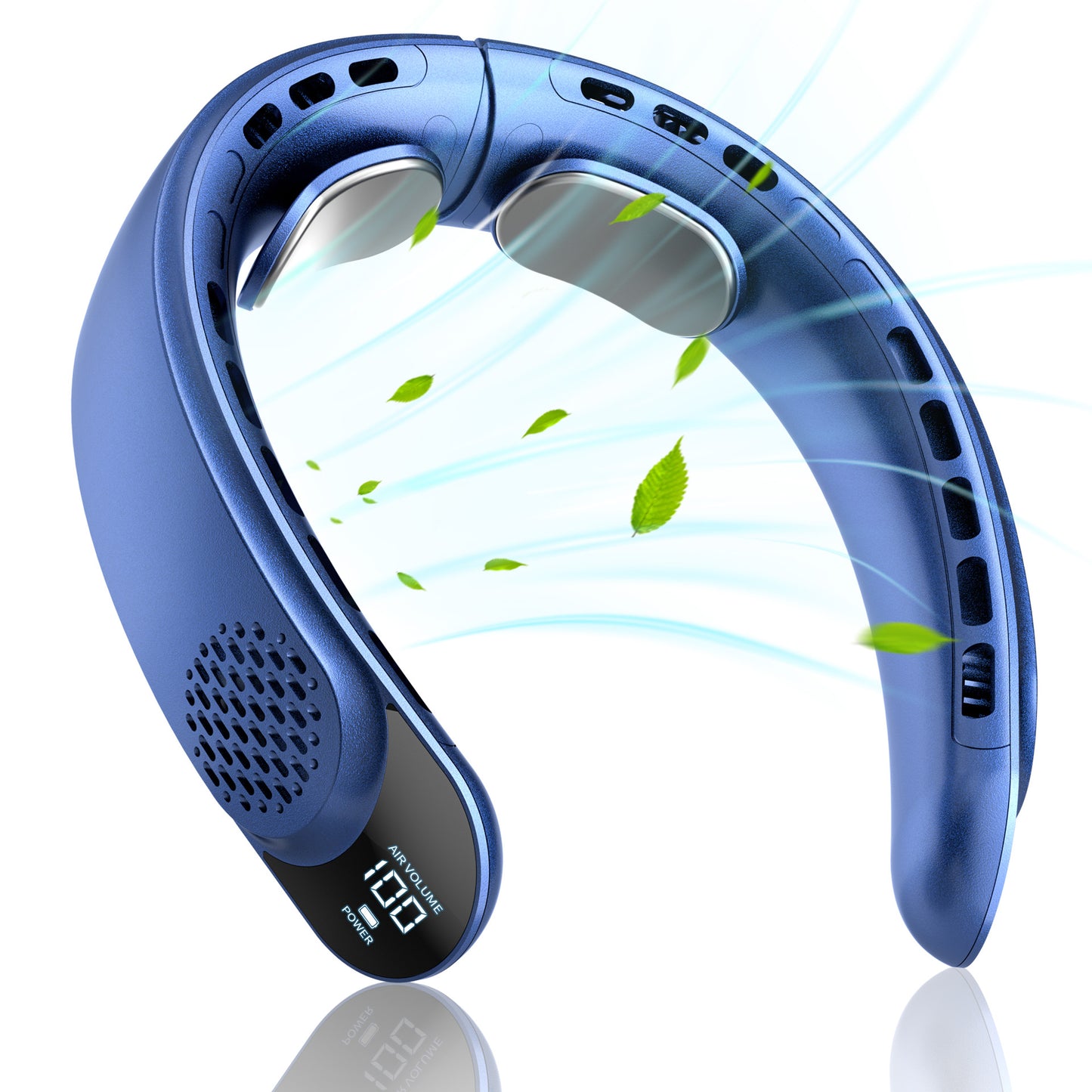 Custom-made lazy gift neck fan, rechargeable, cooling fan, mini USB, large capacity, digital display, bladeless neck fan.