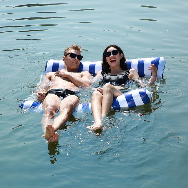 Cross-border spot swimming pool inflatable floating raft, foldable striped floating bed, water park hammock, single lounge chair floating raft