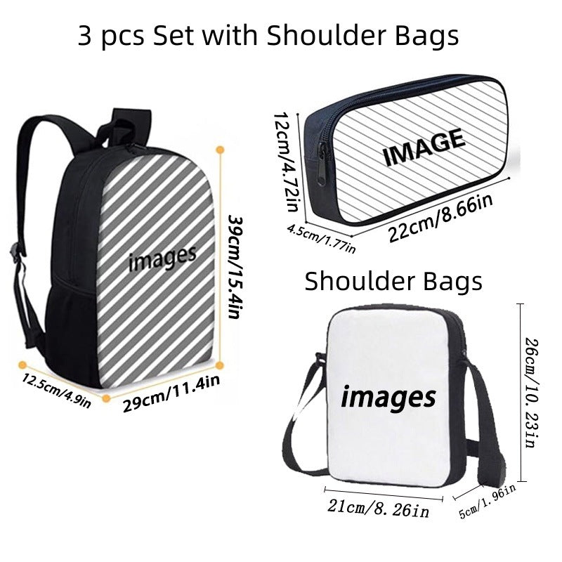 Ronaldo schoolbag boy elementary school student children backpack cross-border hot selling backpack shoulder bag pencil case three-piece set wholesale