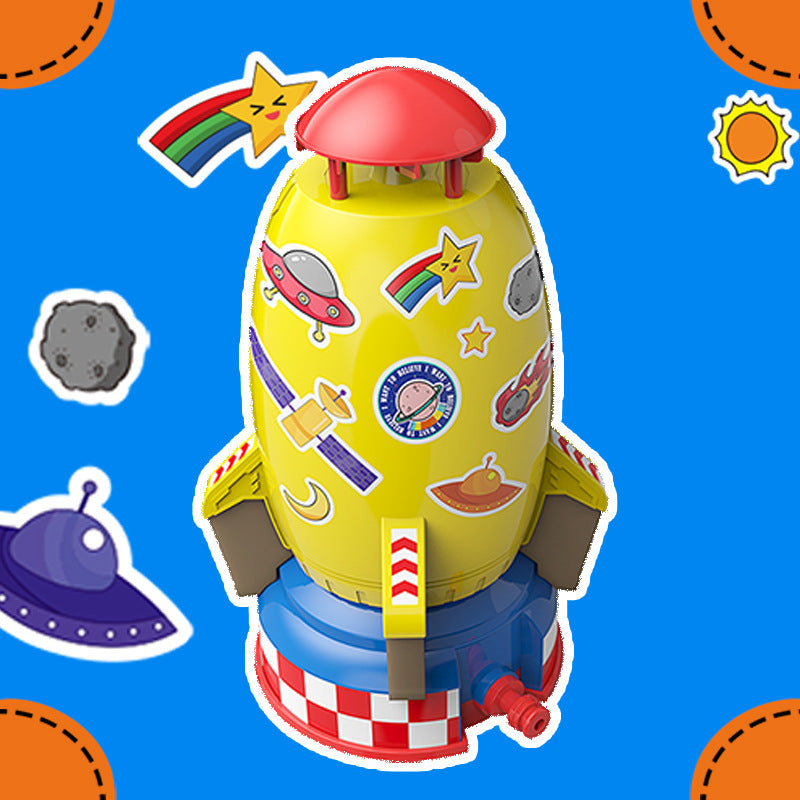 New product cross-border space rocket sprinkler children's rotating flying water toy outdoor water pressure lift-off sprinkler