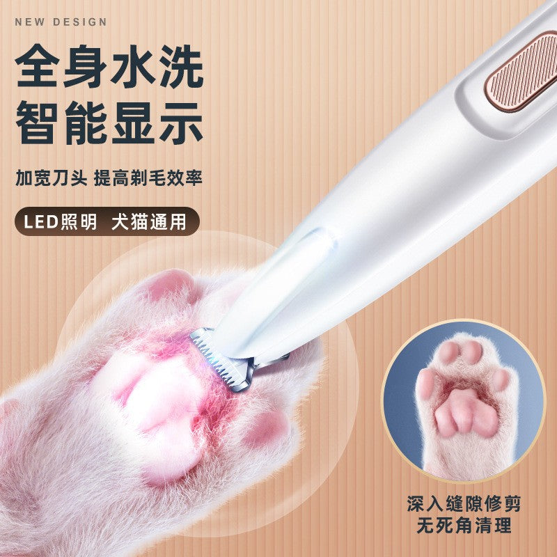 Waterproof LED Light Dog and Cat Foot Shaver Pet Foot Hair Shaving Rechargeable Electric Hair Clipper with Light Dog Hair Trimmer