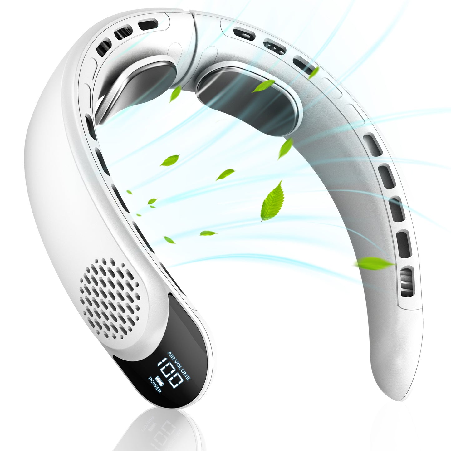 Custom-made lazy gift neck fan, rechargeable, cooling fan, mini USB, large capacity, digital display, bladeless neck fan.