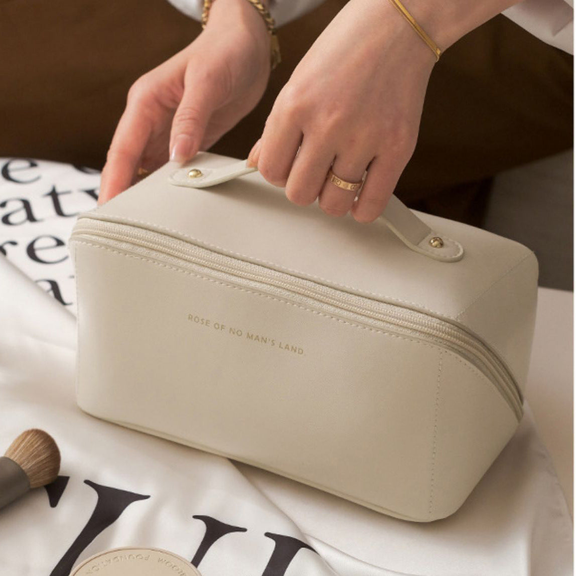 PU organ pillow cosmetic bag female portable large capacity travel portable ins high-end wash makeup storage bag